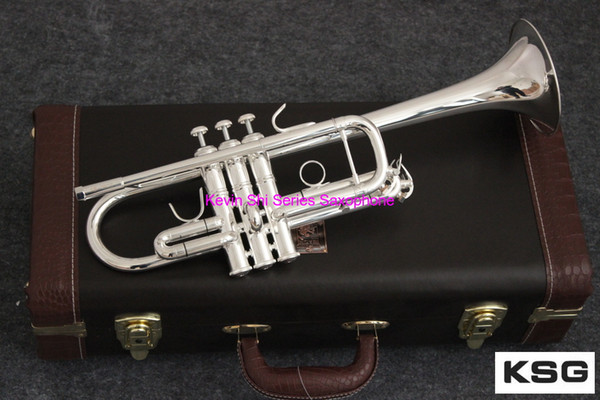 2019 New High Quality Bach AB-190S Brass C Tone Trumpet Silver Plated Professional Musical Instruments With Case silver Bach C tone Trumpet