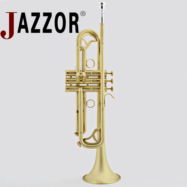 JAZZOR JBTR-450 professional B flat trumpet brushed matte with mouthpiece case wind instruments