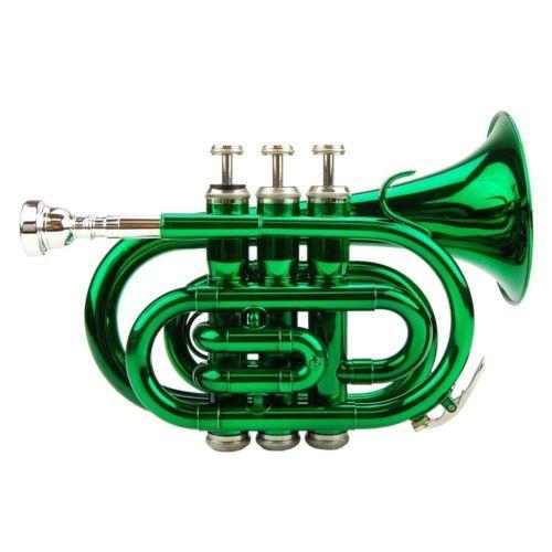 Wholesale- Bach New BB GREEN Pocket Trumpet with Zippered Hard Case