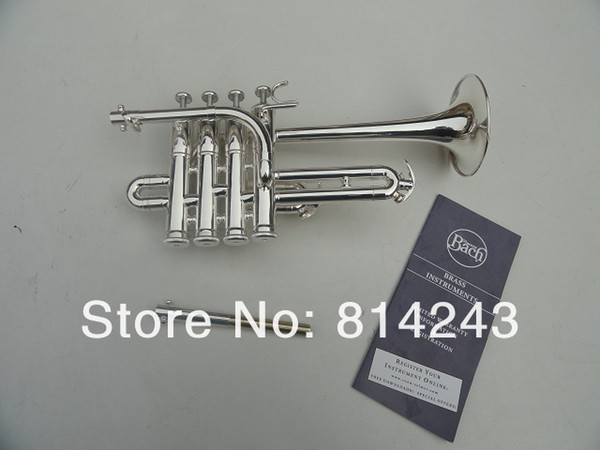 Best US Bach B Piccolo Trumpet Silvering Trompeta Three Tone Trumpete Monel Piston with Durable Mouthpiece Gloves Box