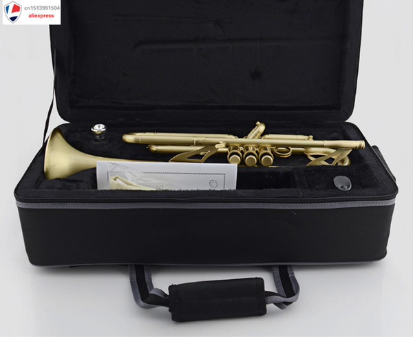 Wholesale- Professional Matt Brushed Bb Trumpet Horn Monel 2-Mouthpiece Leather Case