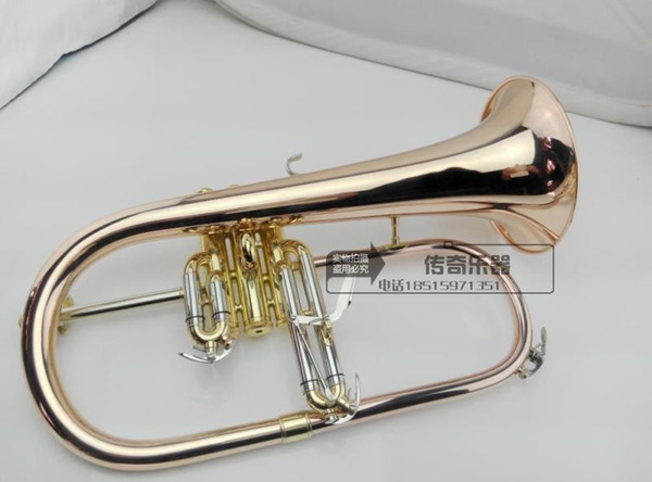 Flugelhorn B flat professional Phosphorus copper Trumpet musical instruments Brass Trompete horn Free shipping