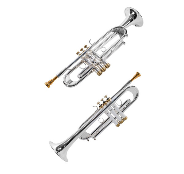 Trumpet Original Silver plated GOLD KEY Flat Bb Professional Trumpet bell Top musical instruments Brass The compound type