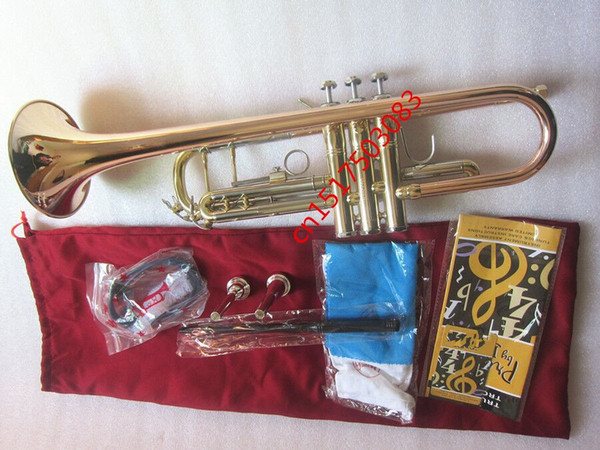 Trumpet High quality free shipping copper trumpet Bach trumpet rose drop b musical instruments tune LR197GS All accessories are complete