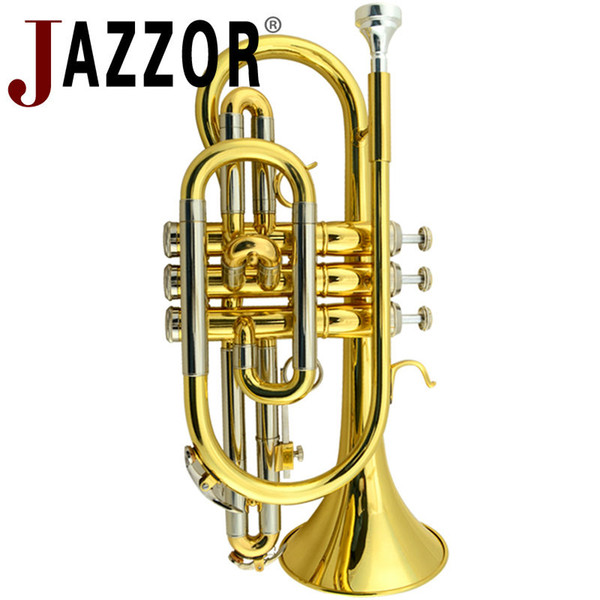 Professional JAZZOR Brass Cornet Gold lacquer B flat Trumpet cornet musical instrument Corneta trompete trumpeter with hard case