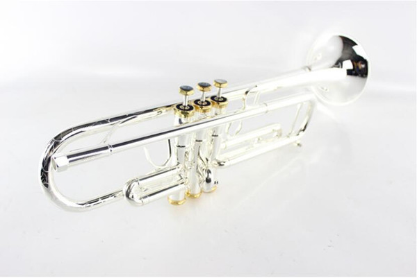 New MARGEWATE LR197GS Brand Quality Brass Body Silver Plated Surface Bb Trumpet Carved Trumpet Musical Instruments with Mouthpiece Case