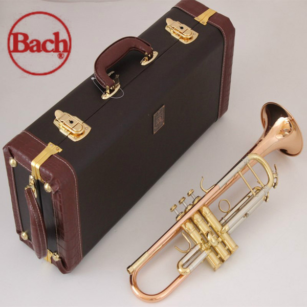 original Bach trumpet LT180S 72 B flat Phosphorus & Copper gold button professional trompete Top musical instruments Brass horn free shippin