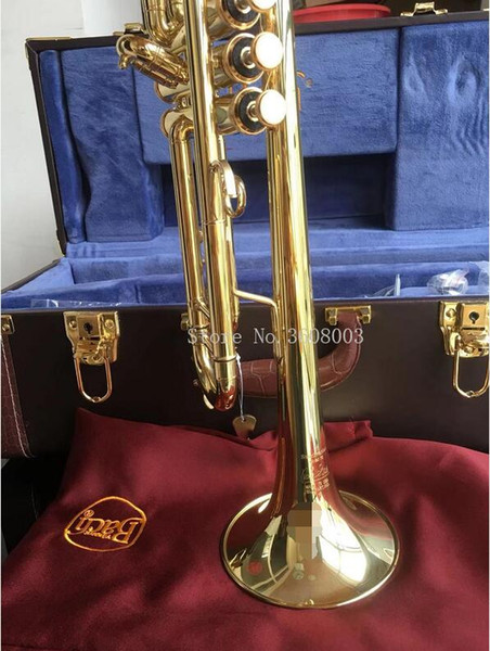 Trumpet Gold Lacquer Bach LT180S-72 B Flat Professional Trumpet Bell Top Musical Instruments+Blue Case