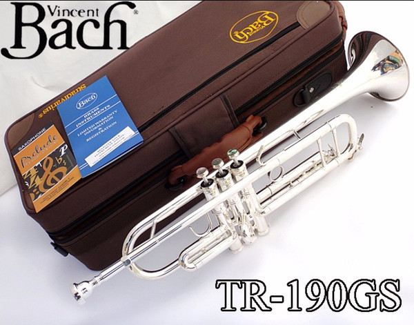 Bach TR-190GS Trumpet Authentic Double Silver Plated B Flat Professional Trumpet Top Musical Instruments Brass Bugle Bb Trumpete