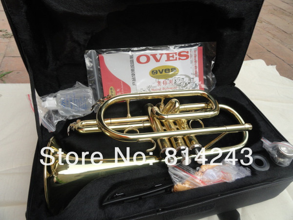 OVES Good Quality Bb Tone Students The Cornet Brass Gold Lacquer Trumpet New Arrival Musical Instruments With Case Free Shipping