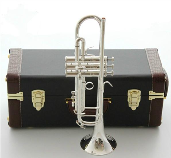 New High Quality Bach AB-190S Brass Bb Trumpet Silver Plated Professional Musical Instruments With Case And Mouthpiece Accessories