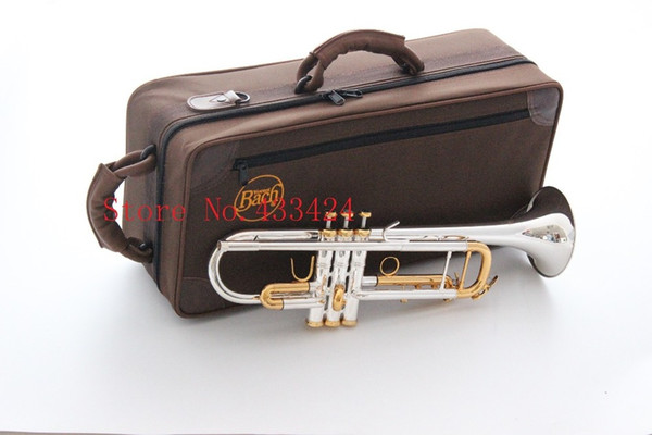 Taiwan Bach Original Silver-plated body gold key LT180S-72 B flat professional trumpet bell Top musical instruments Brass horn