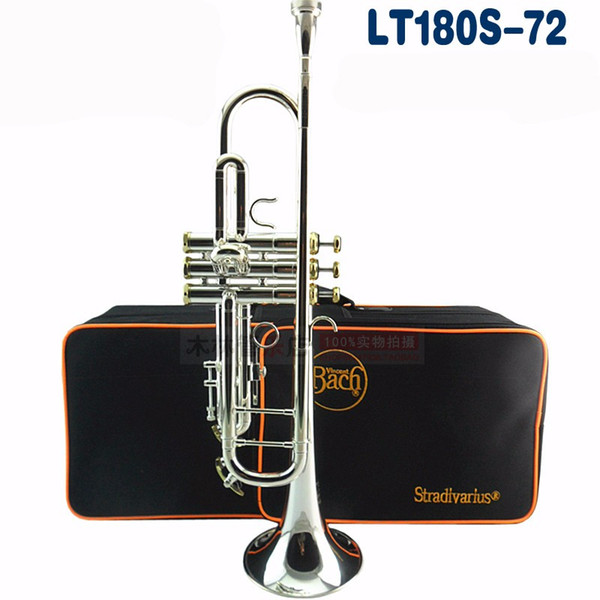 Bb Trumpet Bach LT180S-72 Professional Instruments Silver Plated Yellow Brass High Quality Musical Instrument Bb Trompeta