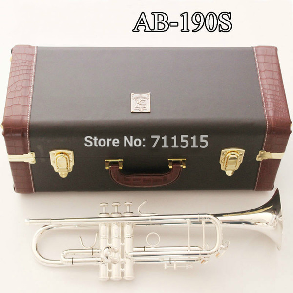 New High Quality Bach AB-190S Brass Bb Trumpet Silver Plated Professional Musical Instruments With Case Mouthpiece Accessories