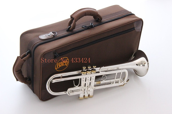 Taiwan Bach Original Silver-plated body gold key TR-197GS B flat professional trumpet bell Top musical instruments Brass horn