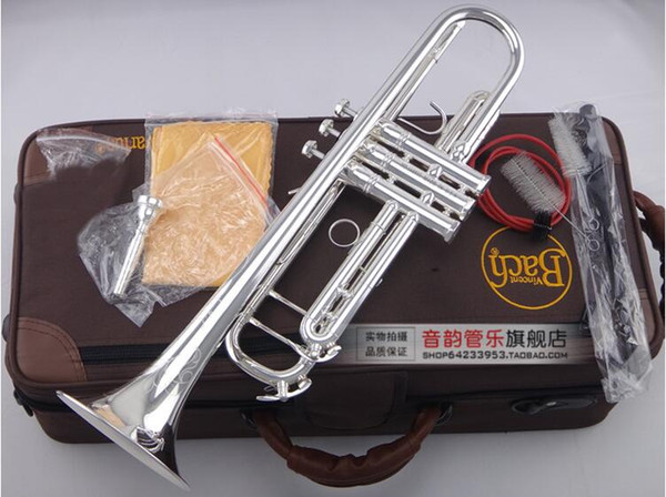 Bach LT180S-90 Professional Trumpet Brass Tube Silver Plated Trompeta professional Instruments Exquisite Carved Bb Tune Trumpete