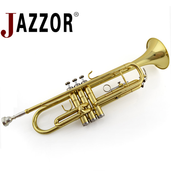 JAZZOR JBTR-300 B Flat Gold Lacquer trumpet with case mouthpiece musical instruments gold/silver color