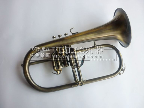 2018 New Arrivals Retro Flugelhorn High quality Antique Copper Simulation Drawing Process B Flat Flugelhorn Trumpet