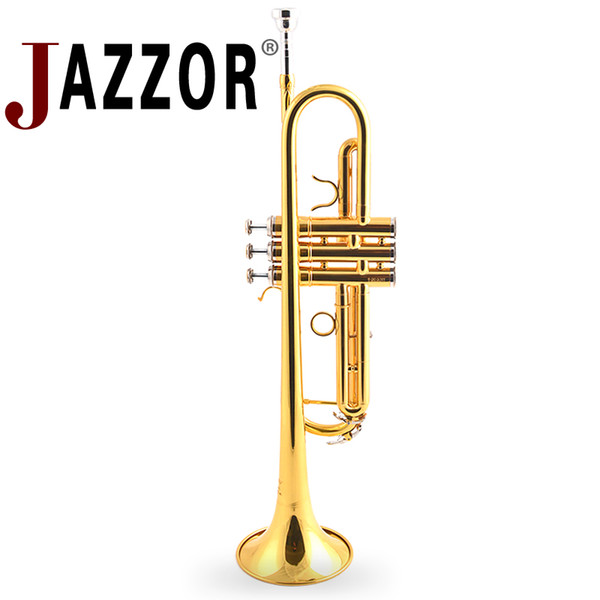 Professional JAZZOR Trumpet Bb B Flat JYTR-E100G Gold lacquer trumpet Brass wind instruments with trumpet case & mouthpiece