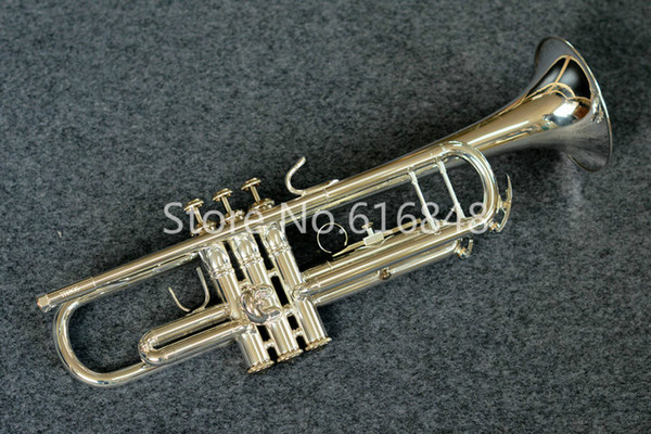 Free Shipping Bach TR305S Brand Quality Bb Trumpet Instrument Brass Tube Silver Plated Surface Trumpet With Case Mouthpiece Free Shipping