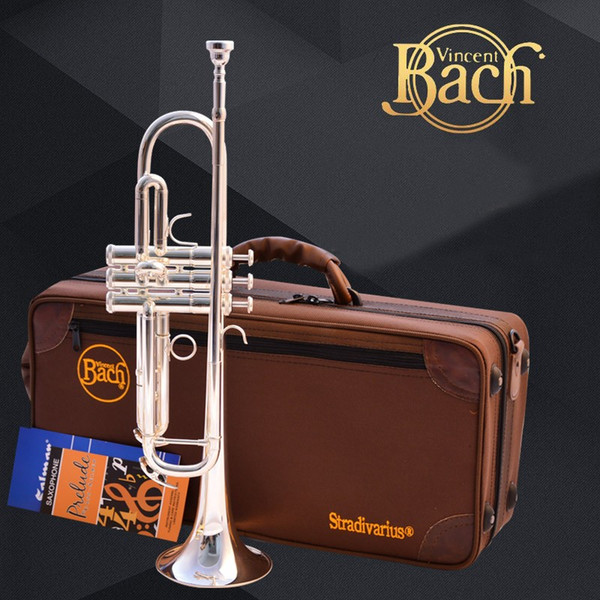 Trumpet Bach LT190S-77 Bb Trumpet Silver Plated Yellow Brass Instruments Bb Trumpete Popular Musical Instrument Professional