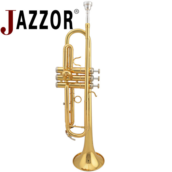 JAZZOR JZTR-300 B flat Gold lacquer trumpet Brass wind instruments with case and mouthpiece