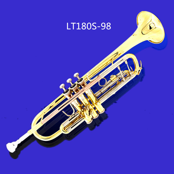 100% original Bach Trumpet New LT180S-98 gold Abalone snaps Electrophoresis Gold trompete small Musical instruments professional