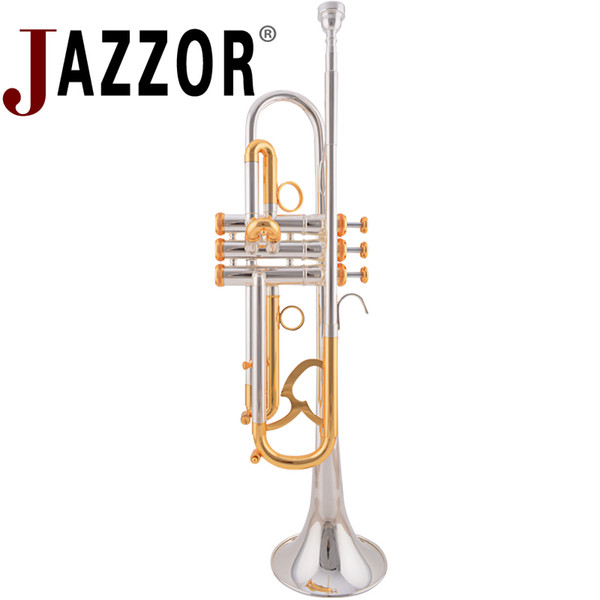 JAZZOR JZTR-800 professional trumpet B flat Gold&Silver trumpet Brass wind instruments with case and mouthpiece