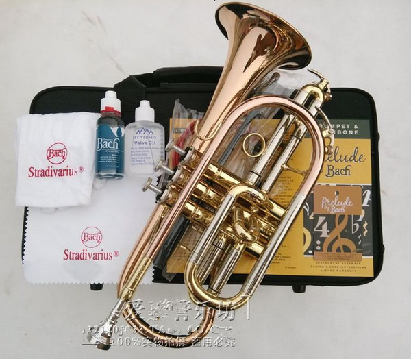 American Bach Corneta Cornet Gold-Lacquer B flat Bb professional trumpet Top musical instruments Brass trompete trumpeter bugle