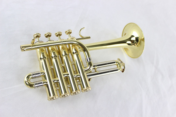 High Quality MARGEWATE Piccolo Trumpet Bb Tone B Flat Brass Body Gold Plated Professional Musical Instrument Trumpet with Mouthpiece