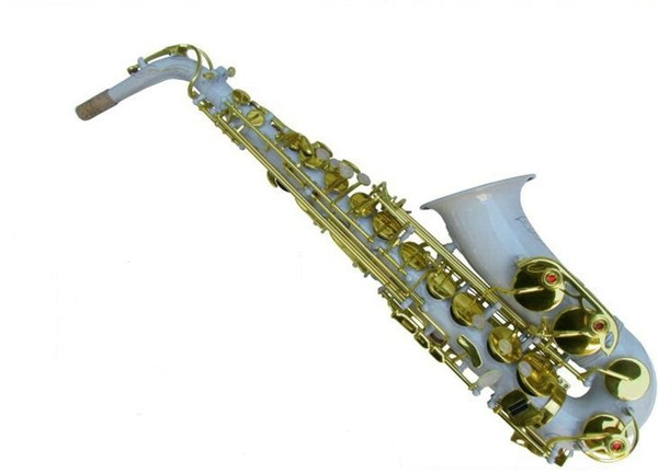 High Grade Performance Saxophone Falling Tune E Alto saxophone Electrophoretic white paint gold key tenor saxophone