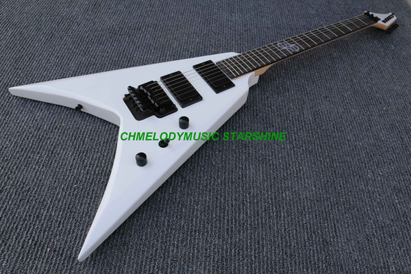 Chmelodymusic Lzeal starshine white guitar covered pickups v shapeelectric guitar guitrra customized production available SSS pickups guitar