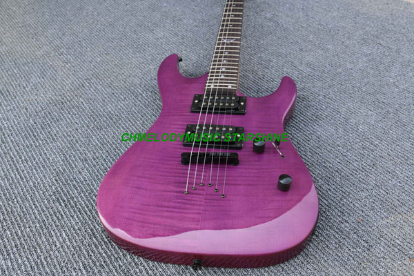 Chmelodymusic Lzeal starshine purple color string through body electric guitar guitrra customized production available SSS pickups guitar