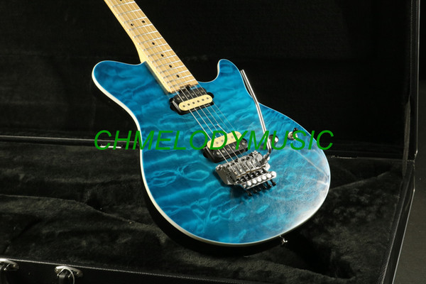 Chmelodymusic Lzeal starshine quilted maple top guitar blue color electric guitar guitrra customized production available SSS pickups guitar