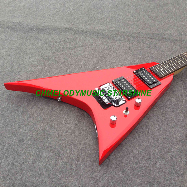 Chmelodymusic Lzeal starshine red mahogany body v shape electric guitar guitrra customized production available SSS pickups guitar