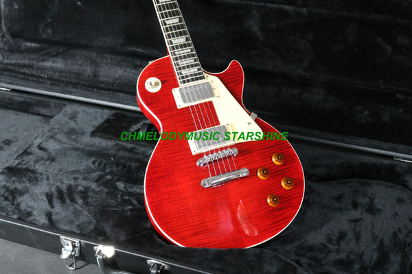 Chmelodymusic Lzeal starshine flamed maple arched top back red electric guitar guitrra customized production available SSS pickups guitar