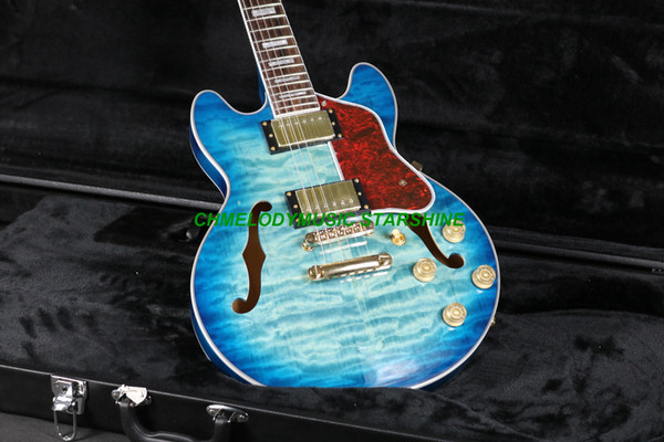 Chmelodymusic Lzeal starshine 6string hollow body skyblue color electric guitar guitrra customized production available SSS pickups guitar