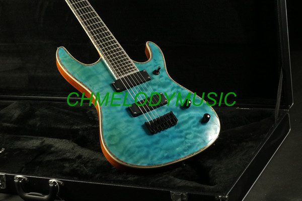 Chmelodymusic Lzeal starshine quilted maple top 7 string blue electric guitar guitrra customized production available SSS pickups guitar