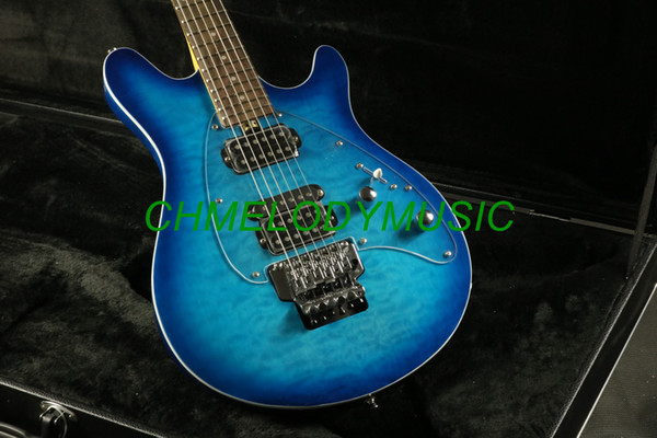 quilted maple top guitar blue Transparent pickguard electric guitar guitrra customized production available SSS pickups guitar