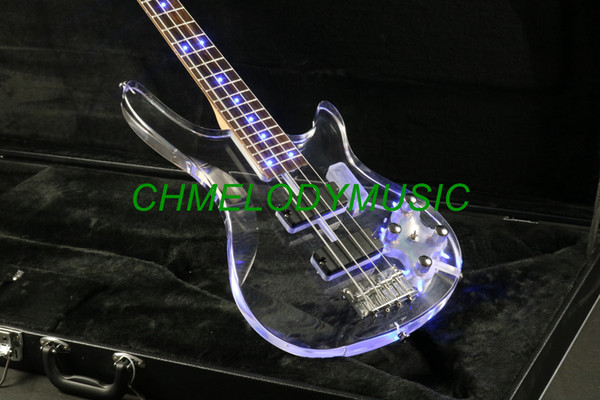 Chmelodymusic Lzeal starshine ledlight bass guitar acrylic body 4 string bass electric bass guitar guitrra oem customized production factory