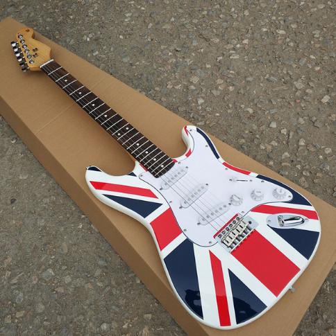 Custom Shop,ST electric guitar,Quality assurance,The white body has a British flag on it.Real photos!free shipping!!,