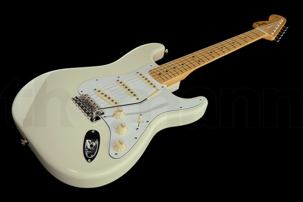 OEM Guitar New Arrival ST electric guitar.Solid white,SSS rlice old aged pickups.