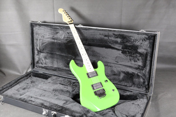 Green Electric Guitar Reverse Headstock Light Hand Floyd Rose Bridge Daul Humbucker Pickups Basswood Body