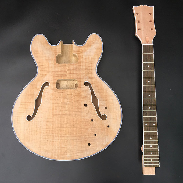 DIY Unfinished Guitar kit Electric guitar,mahogany Neck with Rosewood fingerboard,without guitar parts,free shipping!