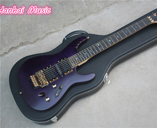 6-String Electric Guitar,Purple color Mahogany Body,24 Frets,Open Pickups,Gold Hardware with Floyd Rose,can be Custom