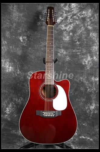 Starshine 12 Strings Electric Acoustic Guitar 41 White Pickguard Fishman EQ 101 Cutway Solid Spruce