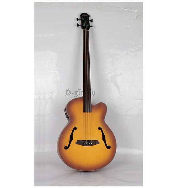 high quality 4 string fretless jazz acoustic-electric bass guitar free shipping