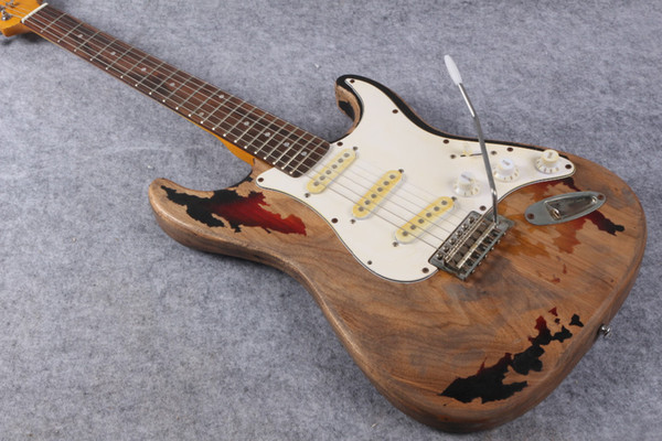 Collectable Custom 1961 Rory Gallagher Tribute ST Strat ocaster Extremely Relic 3 Tone Sunburst Electric Guitar Alder Body White Pickguard