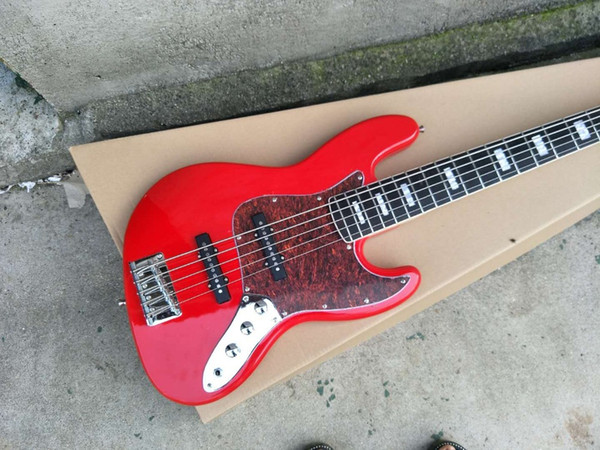 The red 5 string electric bass guitar, the red tortoise shell PigGug, Rosewood Fingerboard, provides customization.