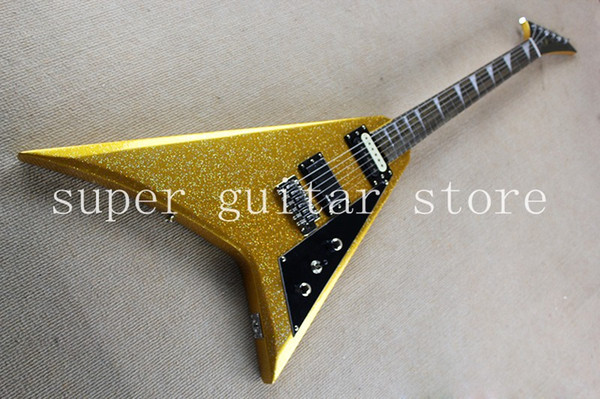 Free Shipping New Arrival Gold top Flying V Electric Guitar